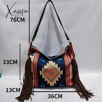 Xajzpa - High Quality Design Women Shoulder Bag Fashion Personality Model Retro Handwoven Tassel